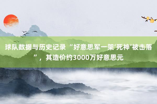 球队数据与历史记录 “好意思军一架‘死神’被击落”，其造价约3000万好意思元