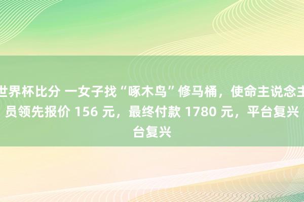 世界杯比分 一女子找“啄木鸟”修马桶,使命主说念主员领先报价 156 元,最终付款 1780 元,平台复兴
