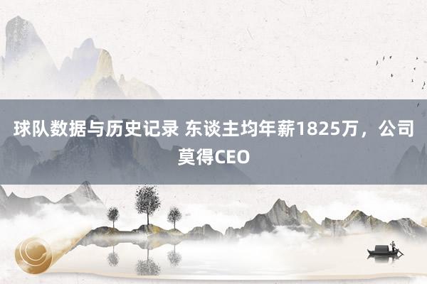 球队数据与历史记录 东谈主均年薪1825万，公司莫得CEO