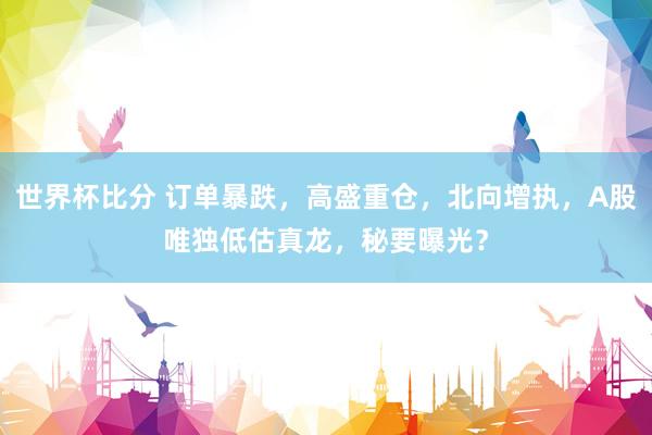世界杯比分 订单暴跌,高盛重仓,北向增执,A股唯独低估真龙,秘要曝光?