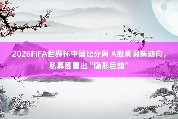 2026FIFA世界杯中国比分网 A股阛阓新动向,私募圈冒出“隐形巨鲸”