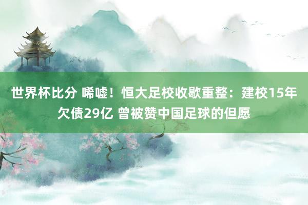 世界杯比分 唏嘘!恒大足校收歇重整:建校15年欠债29亿 曾被赞中国足球的但愿