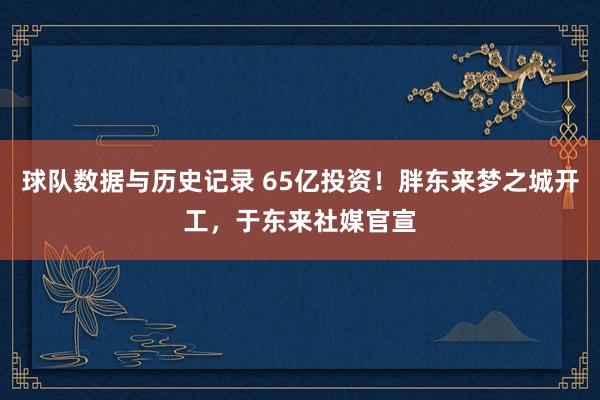 球队数据与历史记录 65亿投资！胖东来梦之城开工，于东来社媒官宣