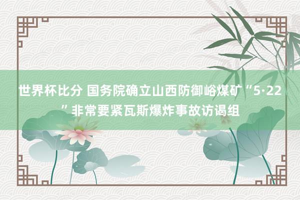 世界杯比分 国务院确立山西防御峪煤矿“5·22”非常要紧瓦斯爆炸事故访谒组