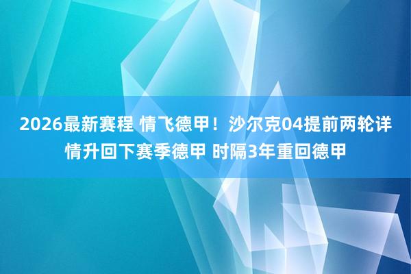 2026最新赛程 情飞德甲！沙尔克04提前两轮详情升回下赛季德甲 时隔3年重回德甲