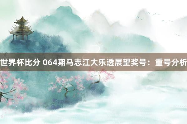 世界杯比分 064期马志江大乐透展望奖号:重号分析