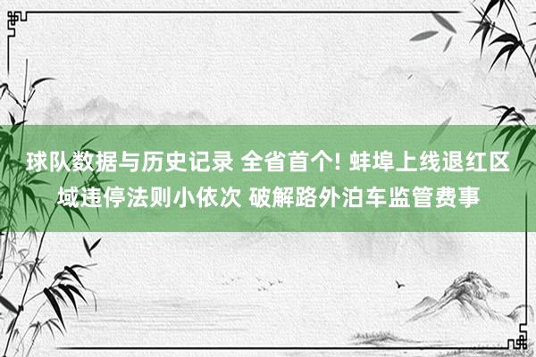 球队数据与历史记录 全省首个! 蚌埠上线退红区域违停法则小依次 破解路外泊车监管费事